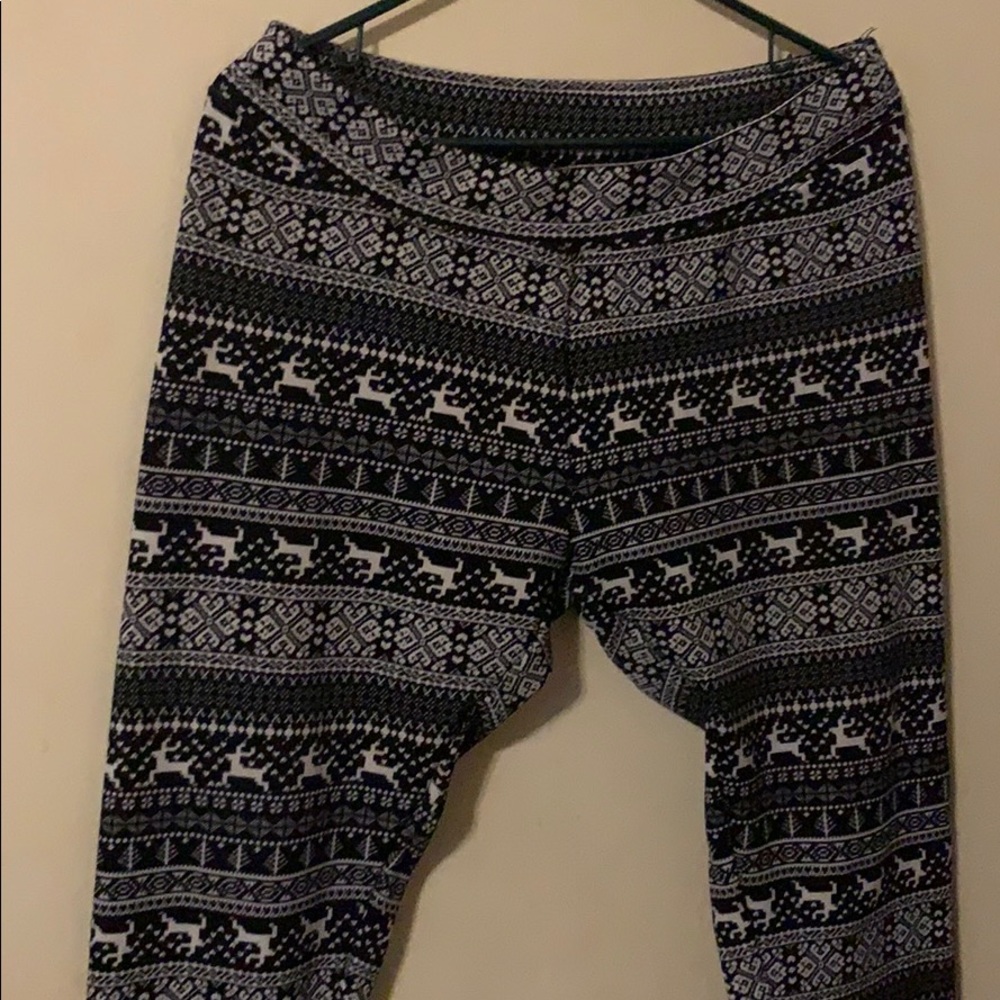 Blue reindeer size large leggings